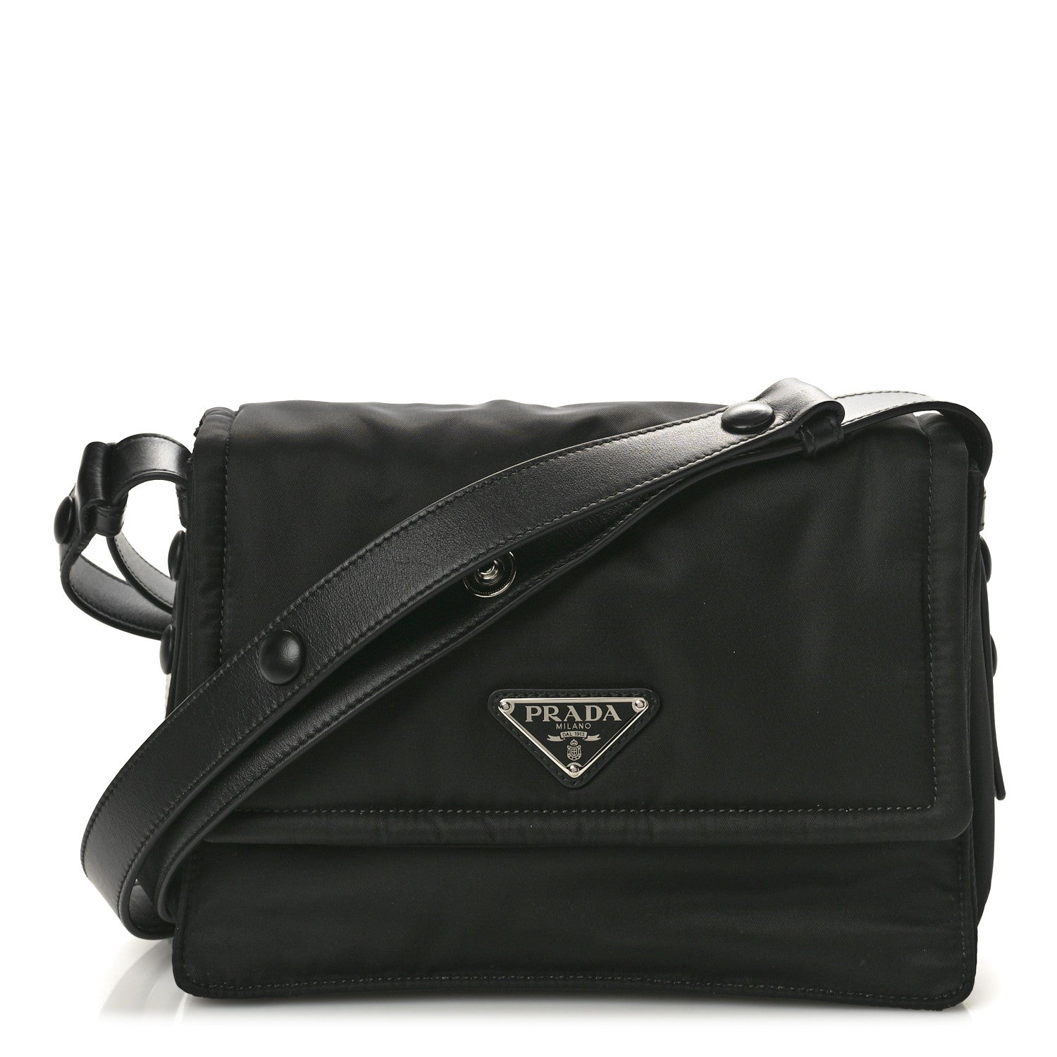 Prada Re-Nylon Vitello Padded Small Flap Shoulder Bag Black 1 of 10