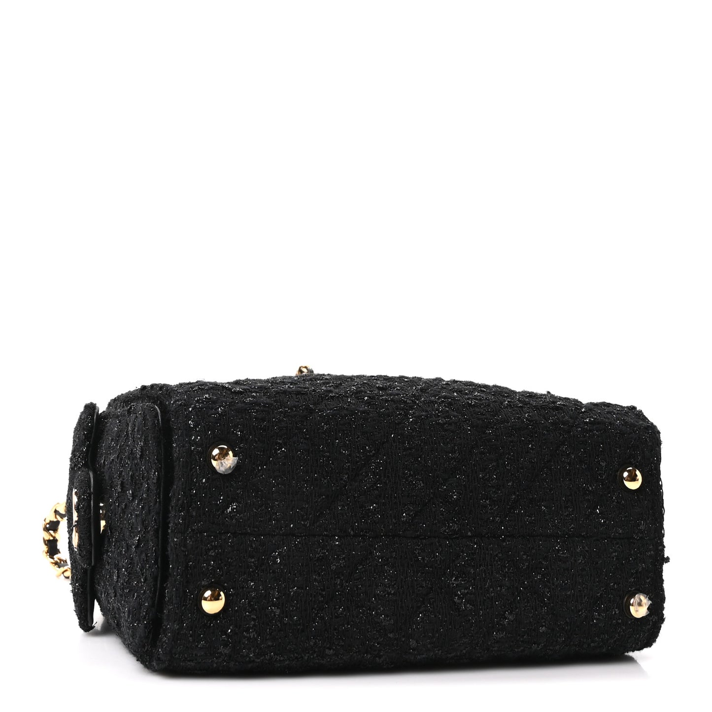 Tweed Quilted Mini Chanel 25 Handbag Black