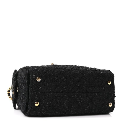 Chanel Tweed Quilted Mini Chanel 25 Handbag Black 4 of 10