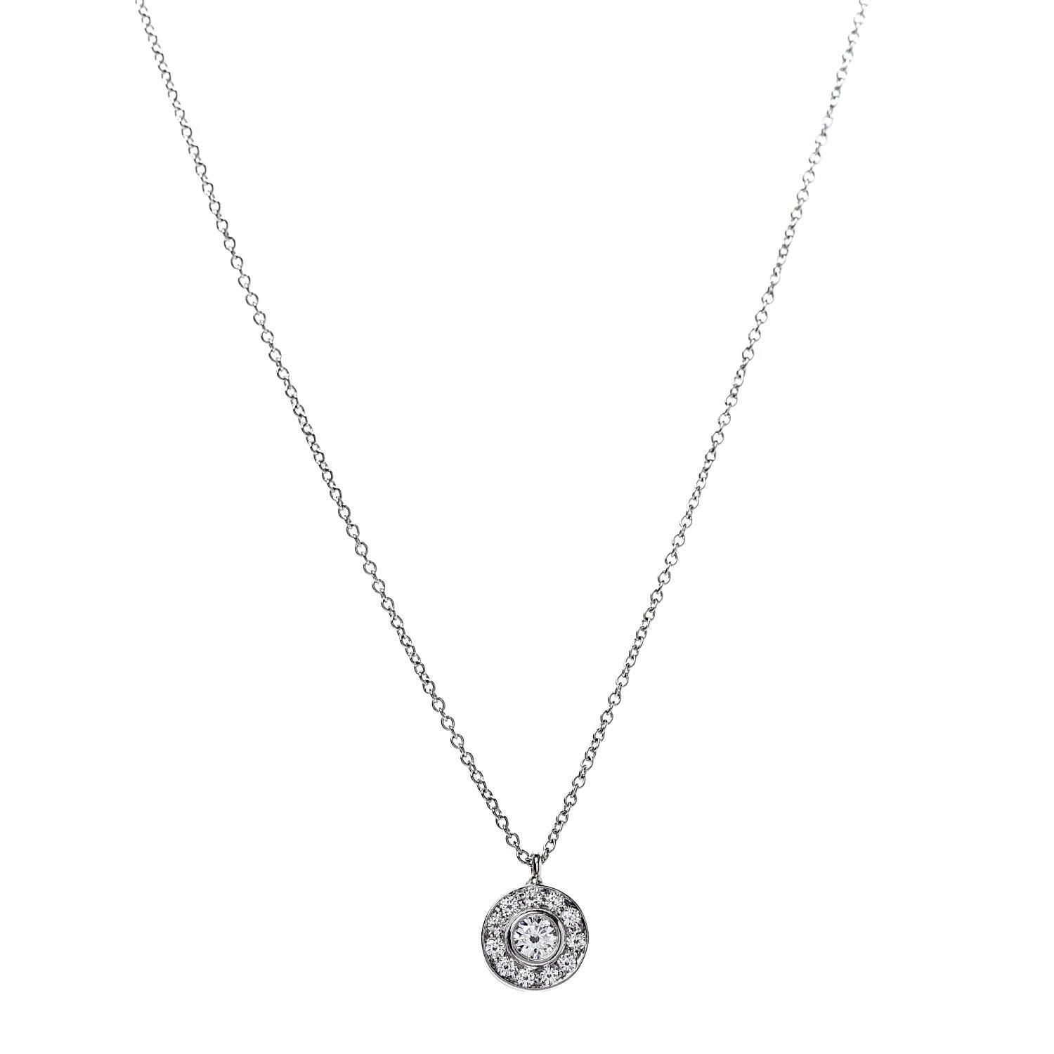 Tiffany Platinum Diamond .33ctw Circlet Pendant Necklace 1 of 7