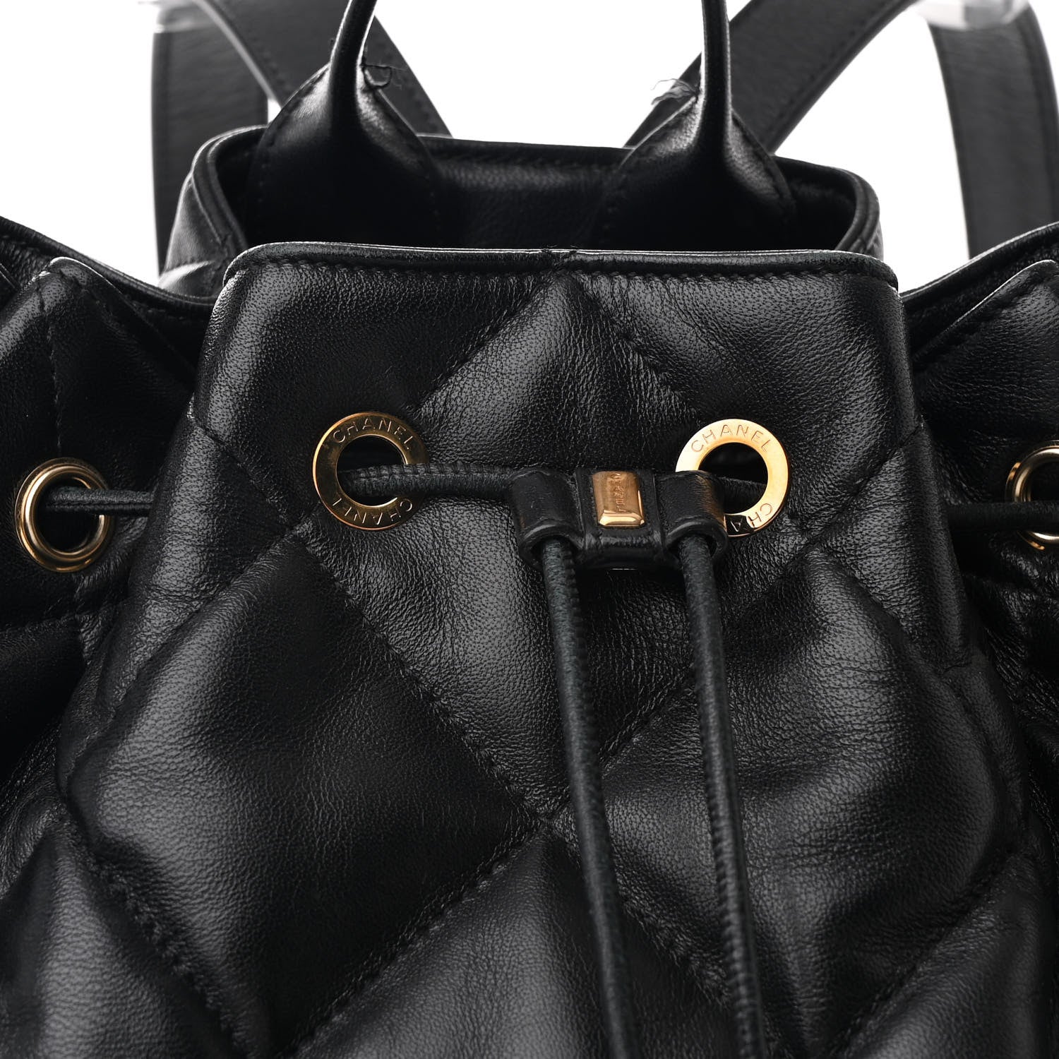 Chanel Lambskin Quilted Drawstring Backpack Black 8 of 11