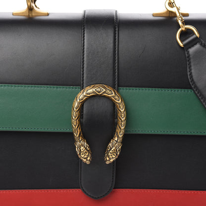 Gucci Calfskin Bamboo Web Large Dionysus Top Handle Bag Black Bright Evergreen Hibiscus Red 9 of 9