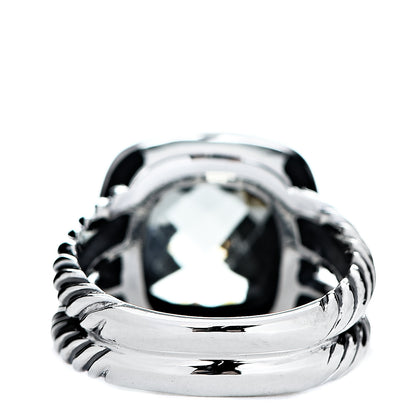 David Yurman Sterling Silver Diamond Prasiolite 11mm Albion Ring 54 7 3 of 4