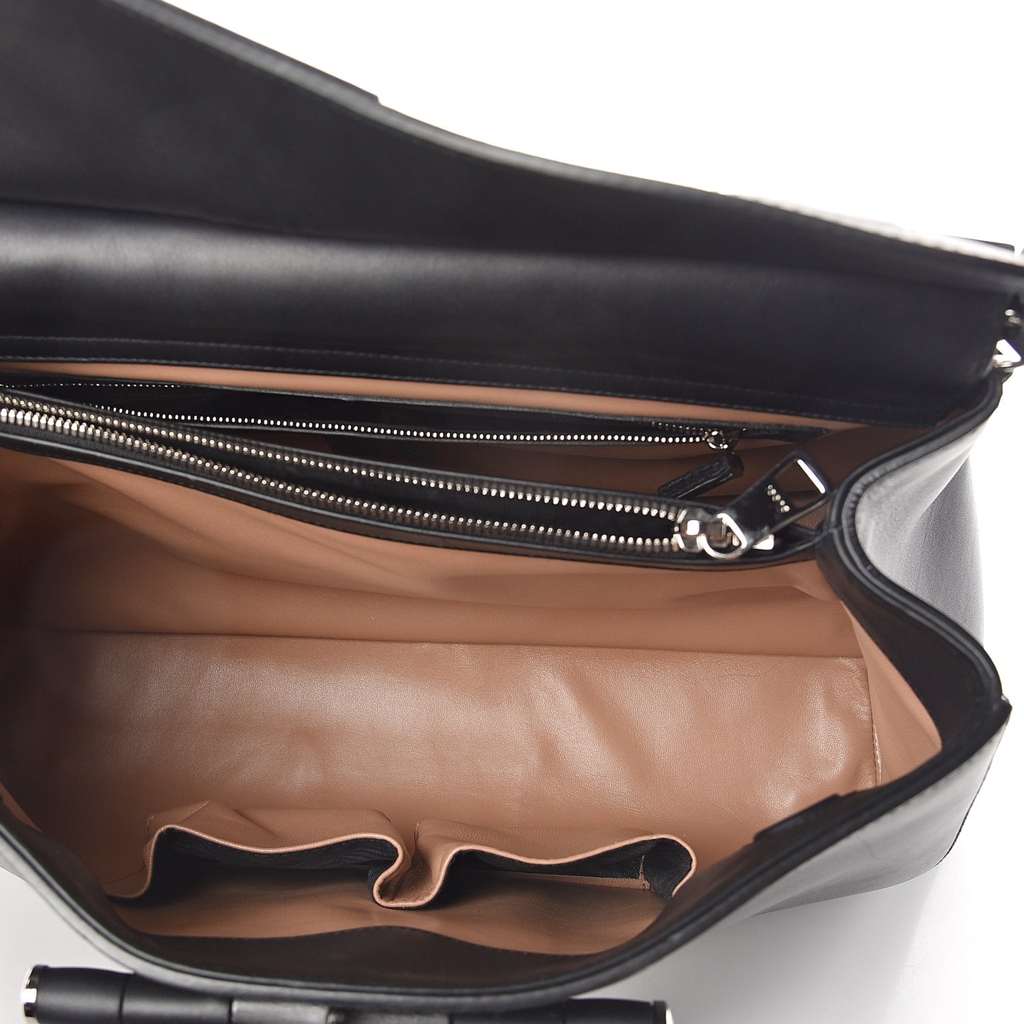 Calfskin Lady Bamboo Top Handle Bag Black
