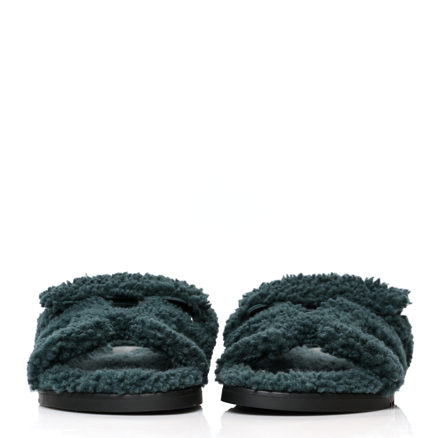 Hermes Woolskin Womens Chypre Sandals 38 Vert Anglais 2 of 8