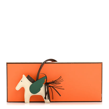 Hermes Milo Lambskin Grigri Rodeo Pegase Horse Bag Charm PM Craie Chocolate Vert Moyen 5 of 5