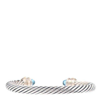 David Yurman Sterling Silver 14K White Gold Topaz Hampton Blue Topaz Iolite 7mm Cable Renaissance Bracelet 3 of 4