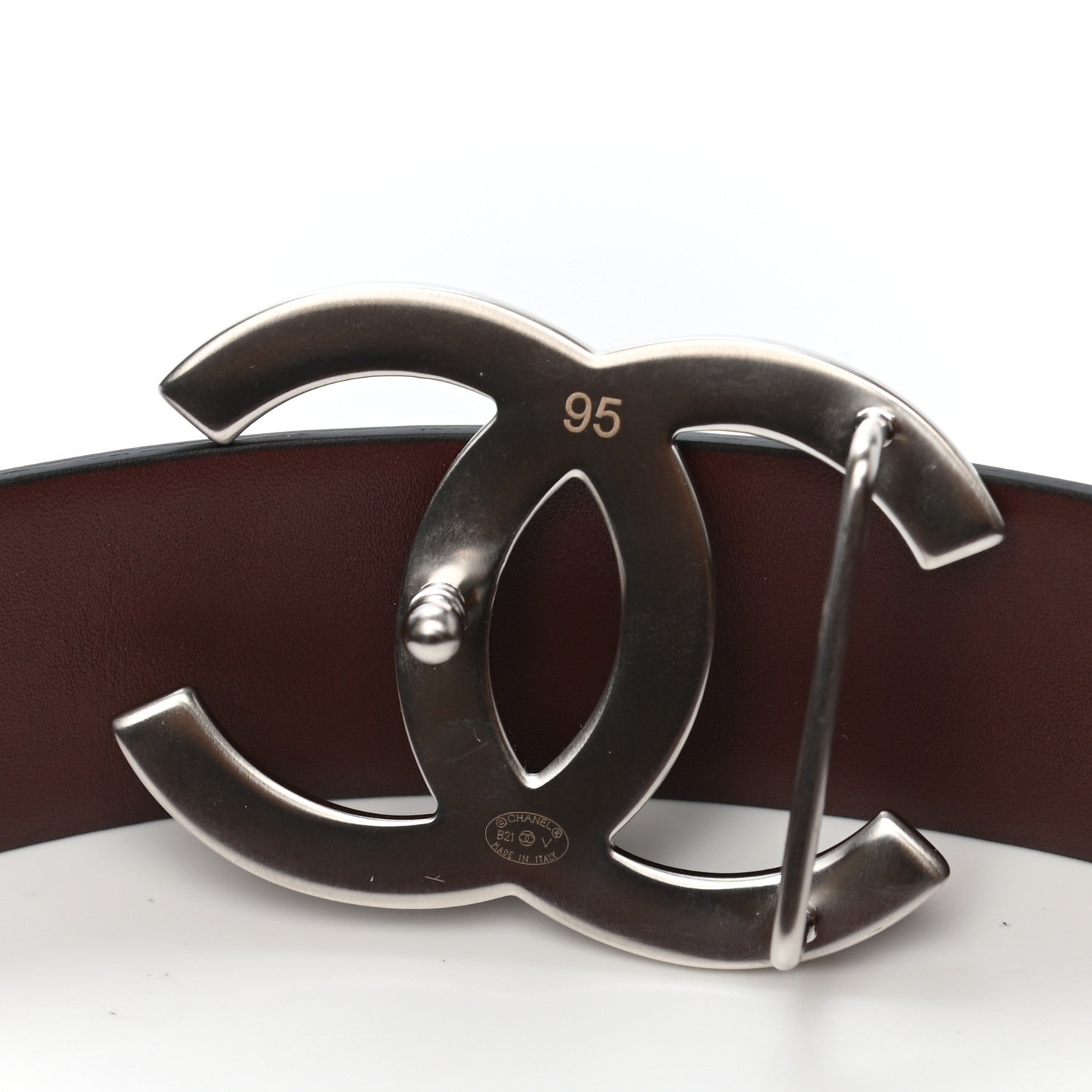 Chanel Calfskin CC Reversible Belt 95 Black Burgundy 3 of 6