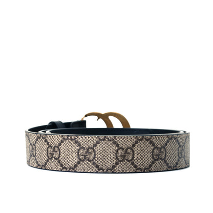 Gucci GG Supreme Monogram Matte Plutone Calfskin Double G 30mm Belt 90 36 Beige Ebony Black 2 of 5