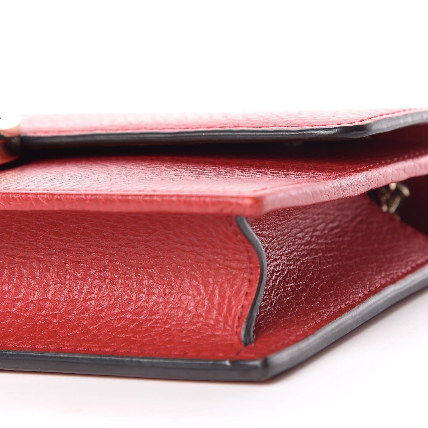 Dollar Calfskin Interlocking G Chain Wallet Red