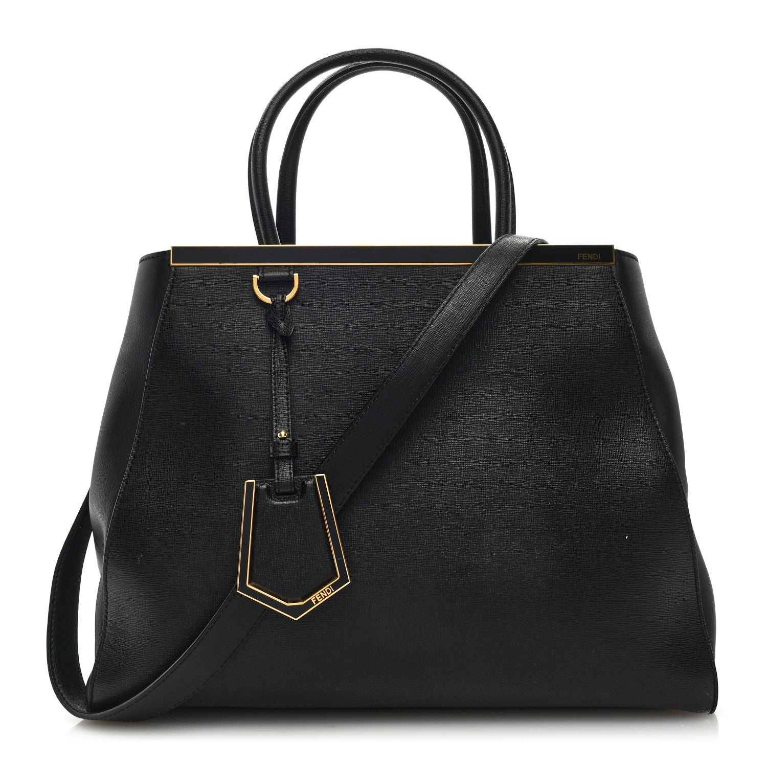 Fendi Vitello Elite Flamingo Regular 2Jours Tote Black 1 of 8