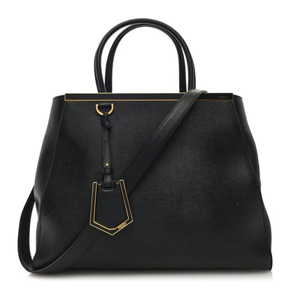 Fendi Vitello Elite Flamingo Regular 2Jours Tote Black 1 of 8