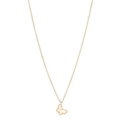 Van Cleef & Arpels 18K Yellow Gold Mother of Pearl Sweet Alhambra Butterfly Pendant Necklace 1 of 6