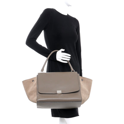 Celine Drummed Calfskin Suede Large Trapeze Souris 2 of 10
