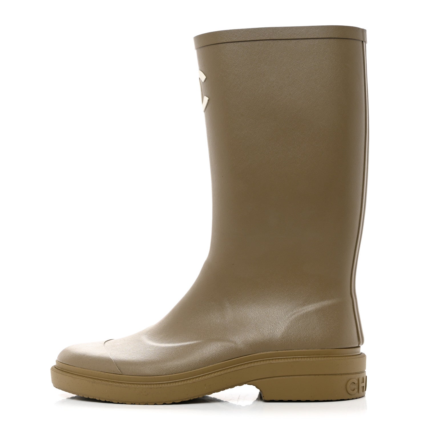 Chanel Caoutchouk CC High Boots 40 Dark Beige 1 of 8