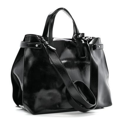 Burberry Shiny Soft Calfskin Medium Banner Tote Tote Black 3 of 11