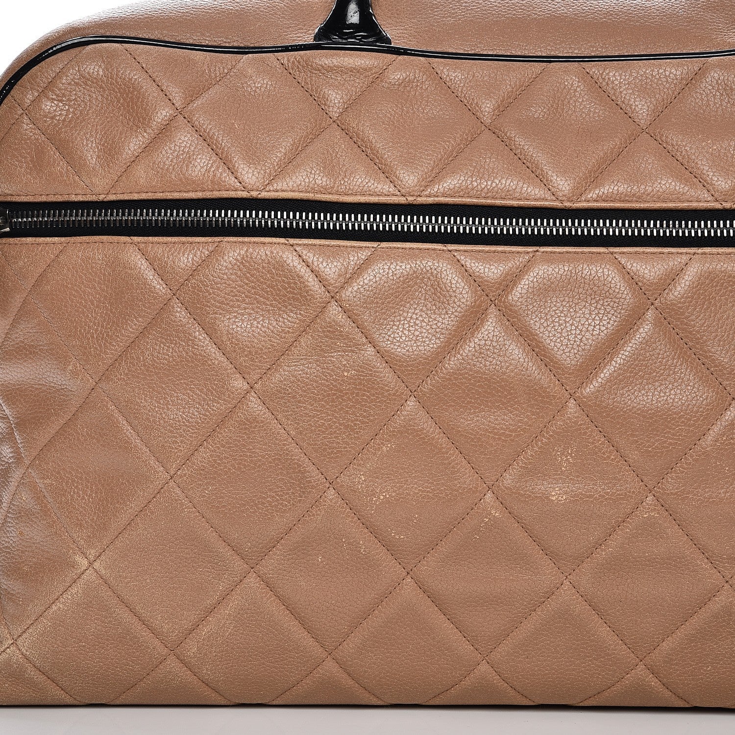 Chanel Caviar Patent Quilted Large Bowler Bag Beige Black 8 of 27