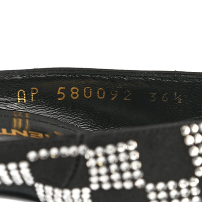 Saint Laurent Satin Crystal Embellished Checkered Zoe 105 Pumps 36.5 Black 9 of 13