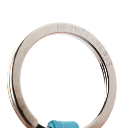 Hermes Lambskin Carmen Tassel Key Holder Bleu Azteque 3 of 4