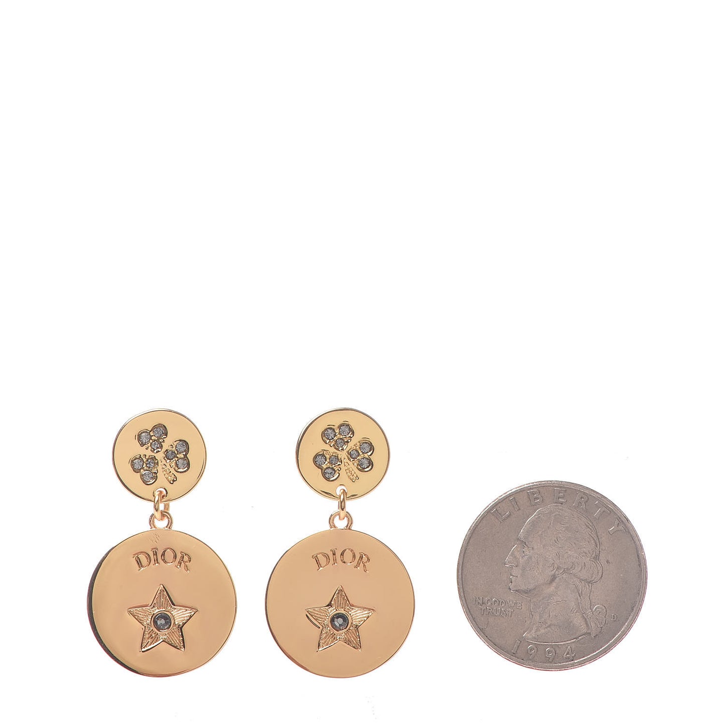 Crystal Round Star Earrings Gold