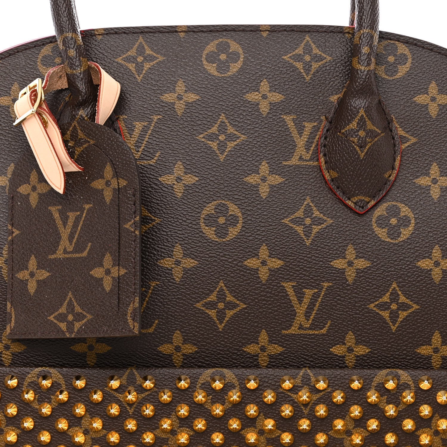 Louis Vuitton Monogram Calf Hair Spikes Iconoclasts Christian Louboutin Tote Red 7 of 9