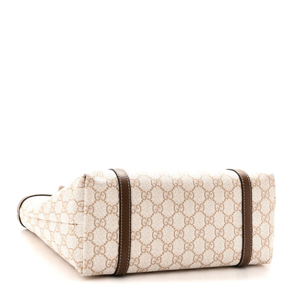 Gucci GG Supreme Monogram Calfskin Small Nice Tote New Mystic White Beige Brown 4 of 10