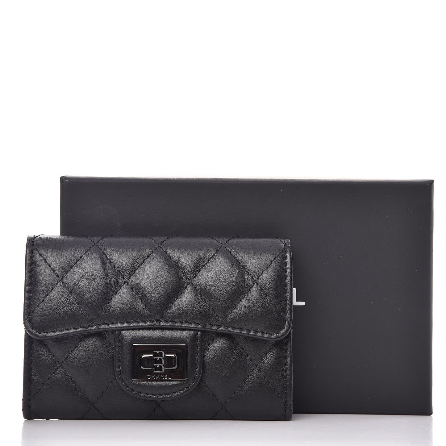 Aged Calfskin Quilted Reissue Flap Card Holder So Black