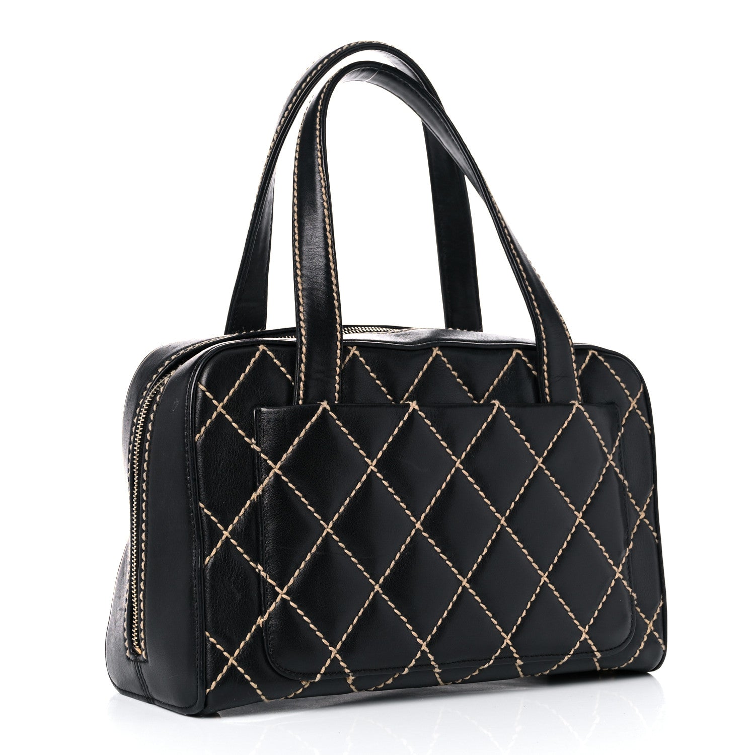 Chanel Calfskin Contrast Stitch Surpique Bowler Black 2 of 16