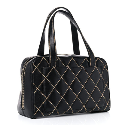 Chanel Calfskin Contrast Stitch Surpique Bowler Black 2 of 16