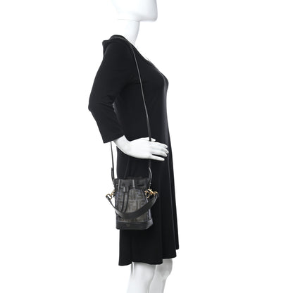 Fendi Mesh Vitello Grace F is Fendi FF 1974 Mini Mon Tresor Bucket Bag Azzurro Black Ebano 2 of 10