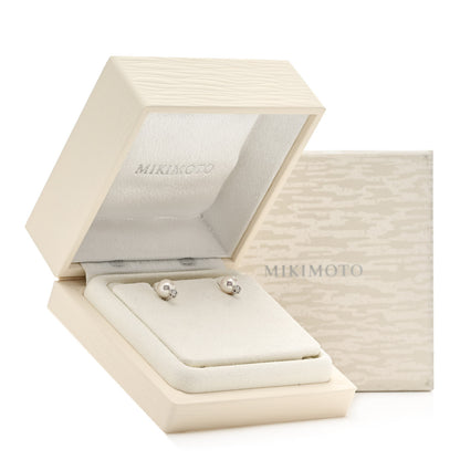 Mikimoto 18K White Gold Diamond Akoya Pearl 7-7.5mm Stud Earrings 5 of 5