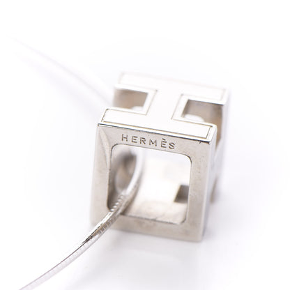 Hermes Lacquered Palladium Cage d'H Pendant Necklace Black 5 of 6