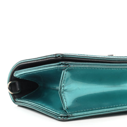 Christian Dior Metallic Patent Micro-Cannage Baby Diorama Flap Bag Green 10 of 13
