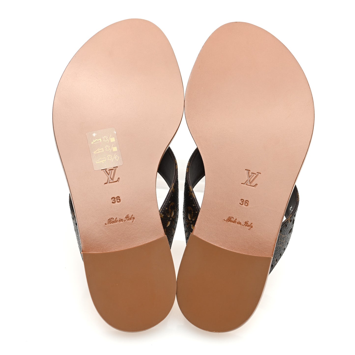 Monogram Sunny Flat Thong Sandals 36 Brown