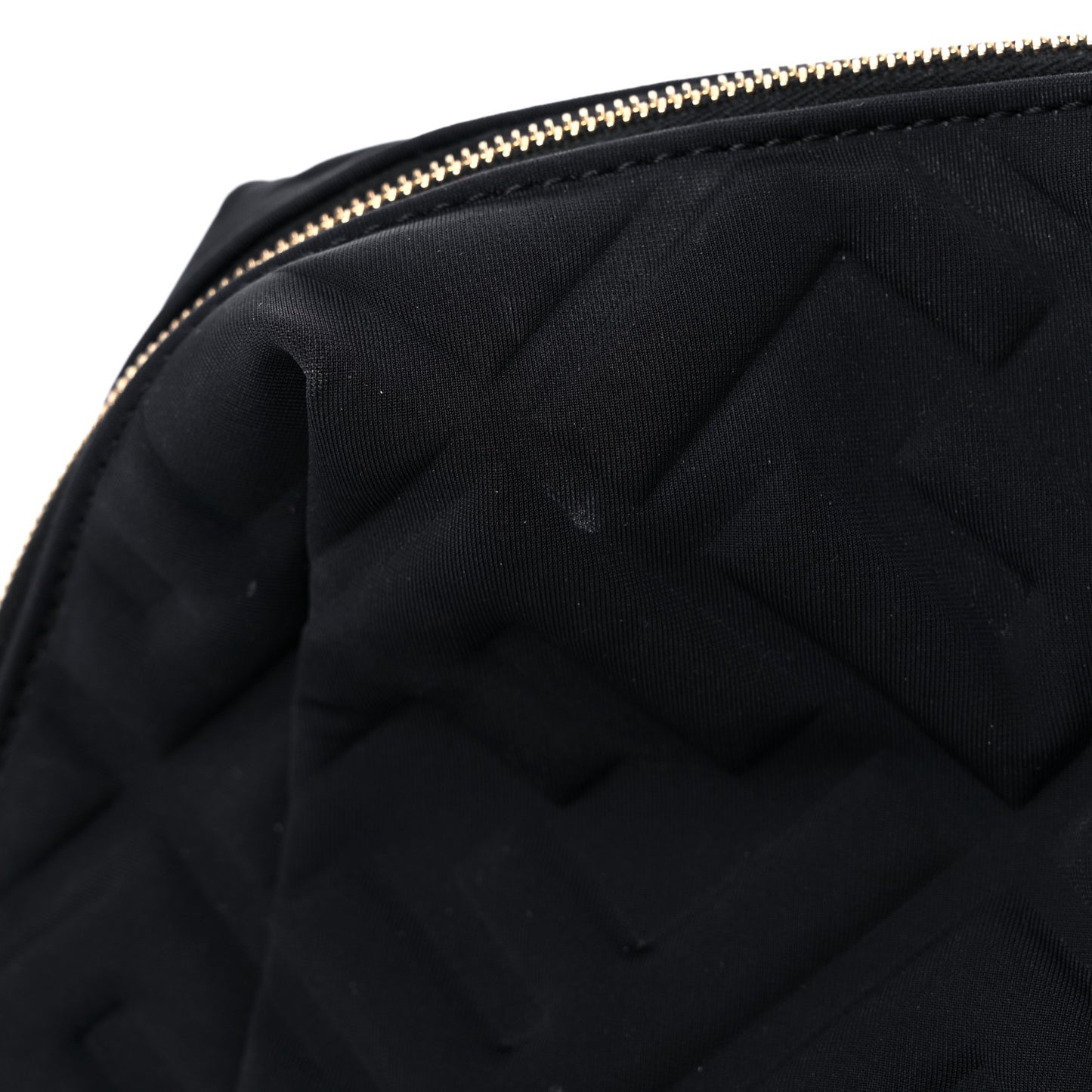 Lycra FF Embossed Medium Trapezoid Beauty Pouch Black