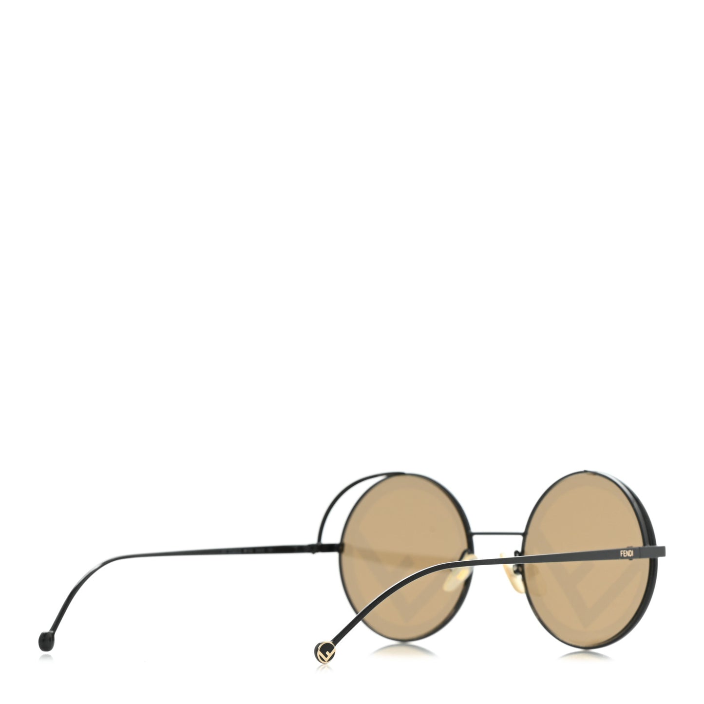 Metal F is Fendi Printed Run Away Round Frame Sunglasses FF 0343/S Black