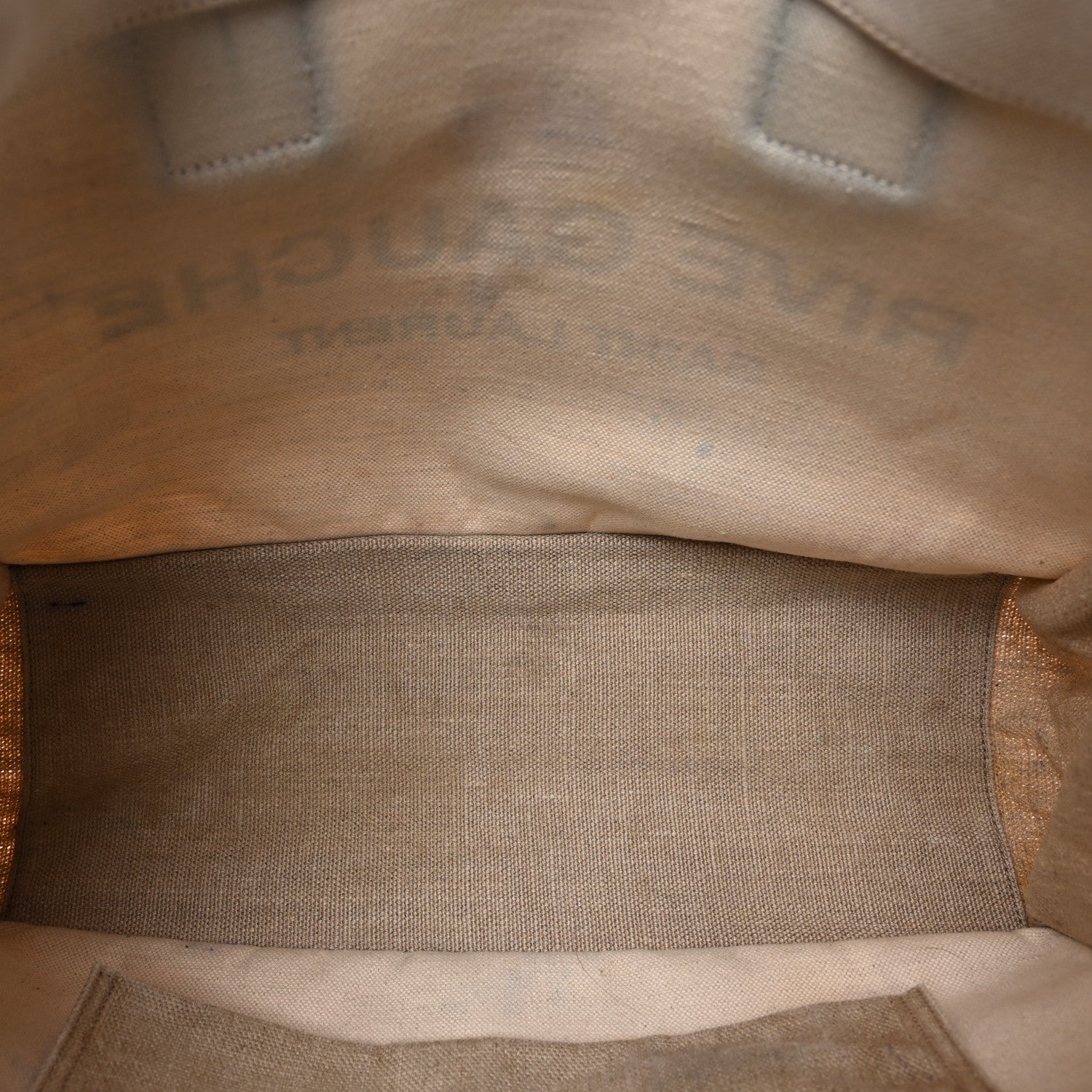 Saint Laurent Linen Calfskin Small Rive Gauche Tote Greggio Natural 5 of 13