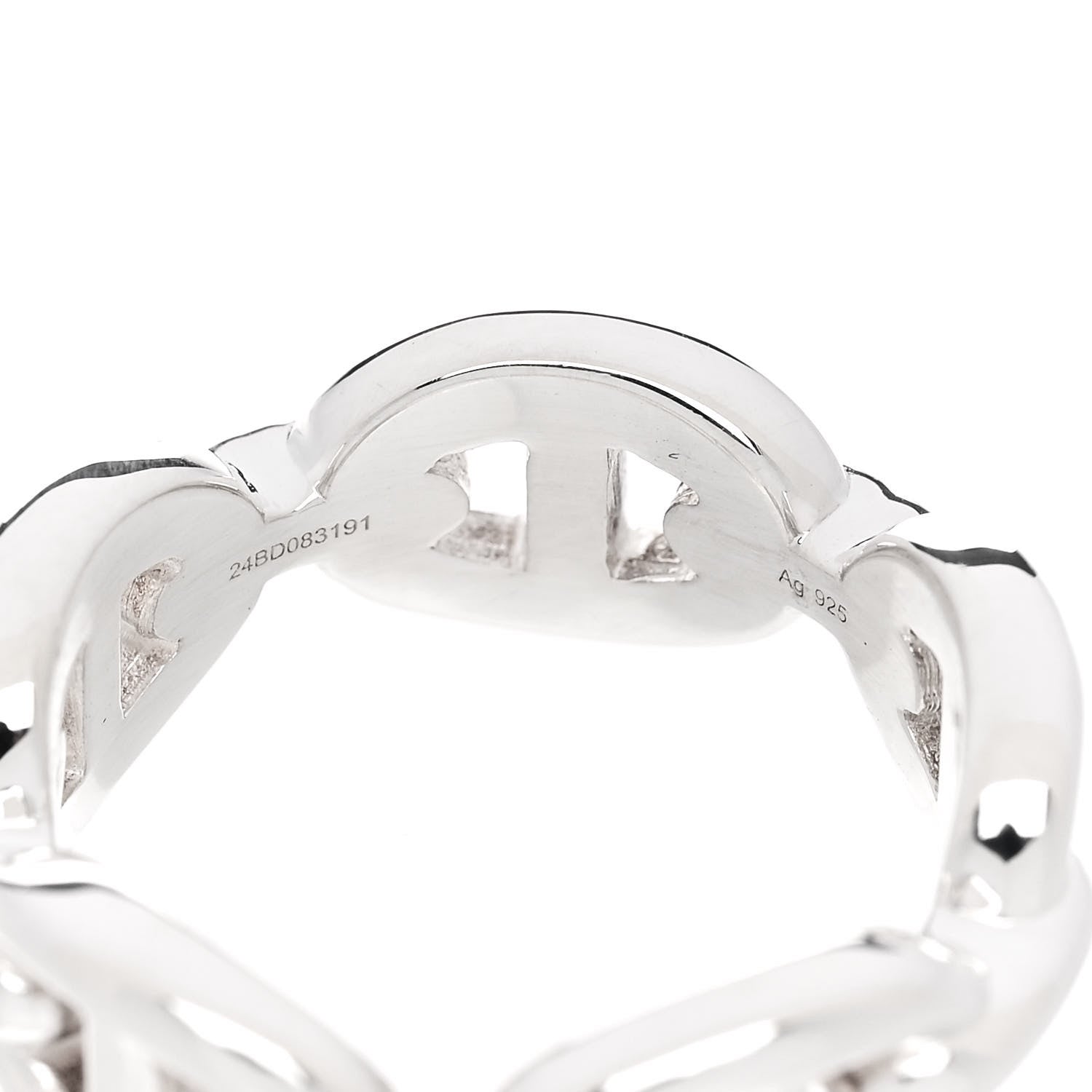 Hermes Sterling Silver PM Chaine d'Ancre Enchainee Band Ring 52 6 6 of 7