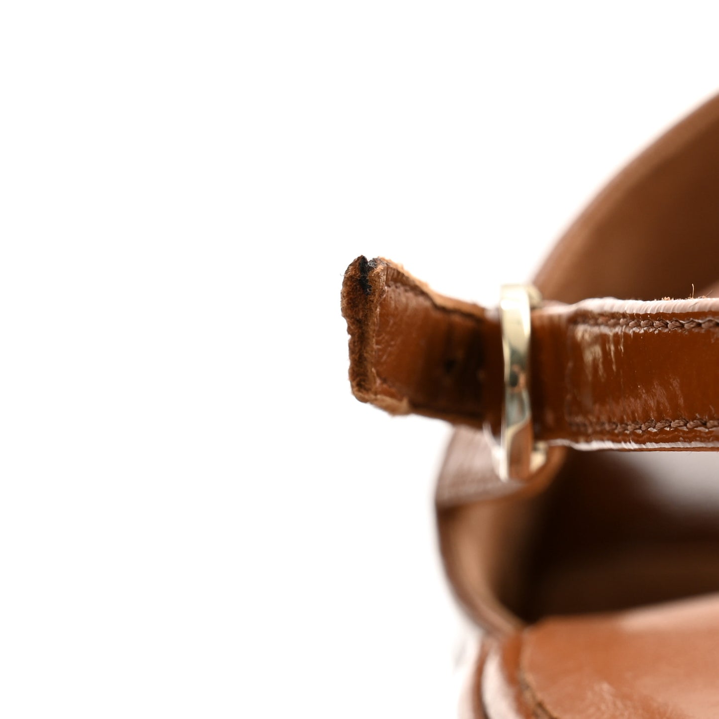 Crumpled Patent Lambskin Platform Sandals 37 Light Brown