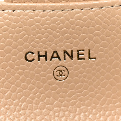 Chanel Caviar Quilted Flap Card Holder Wallet Beige 6 of 9