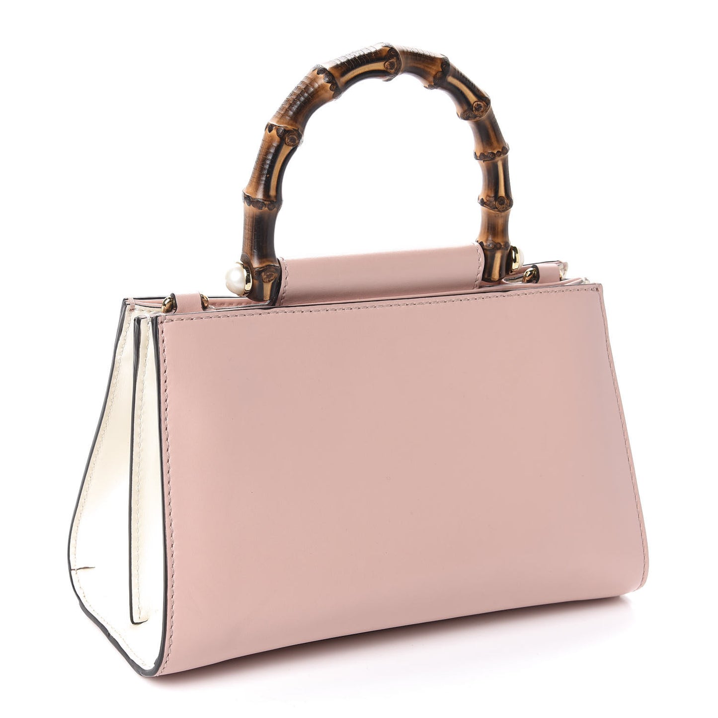 Nappa Bamboo Web Mini Nymphaea Top Handle Bag Perfect Pink Mystic White