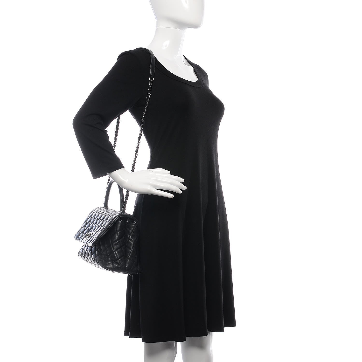 Chanel Caviar Quilted Small Coco Handle Flap Black 3 of 8