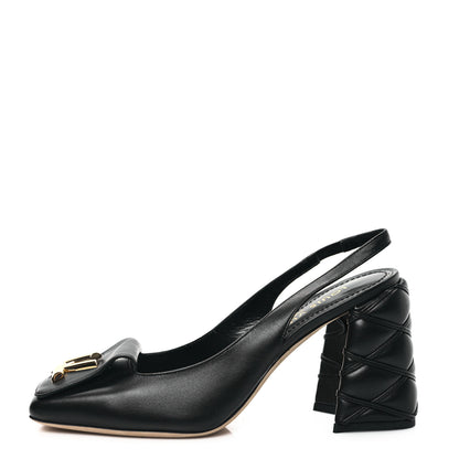 Louis Vuitton Lambskin Shake Slingback Pumps 38.5 Black 1 of 9