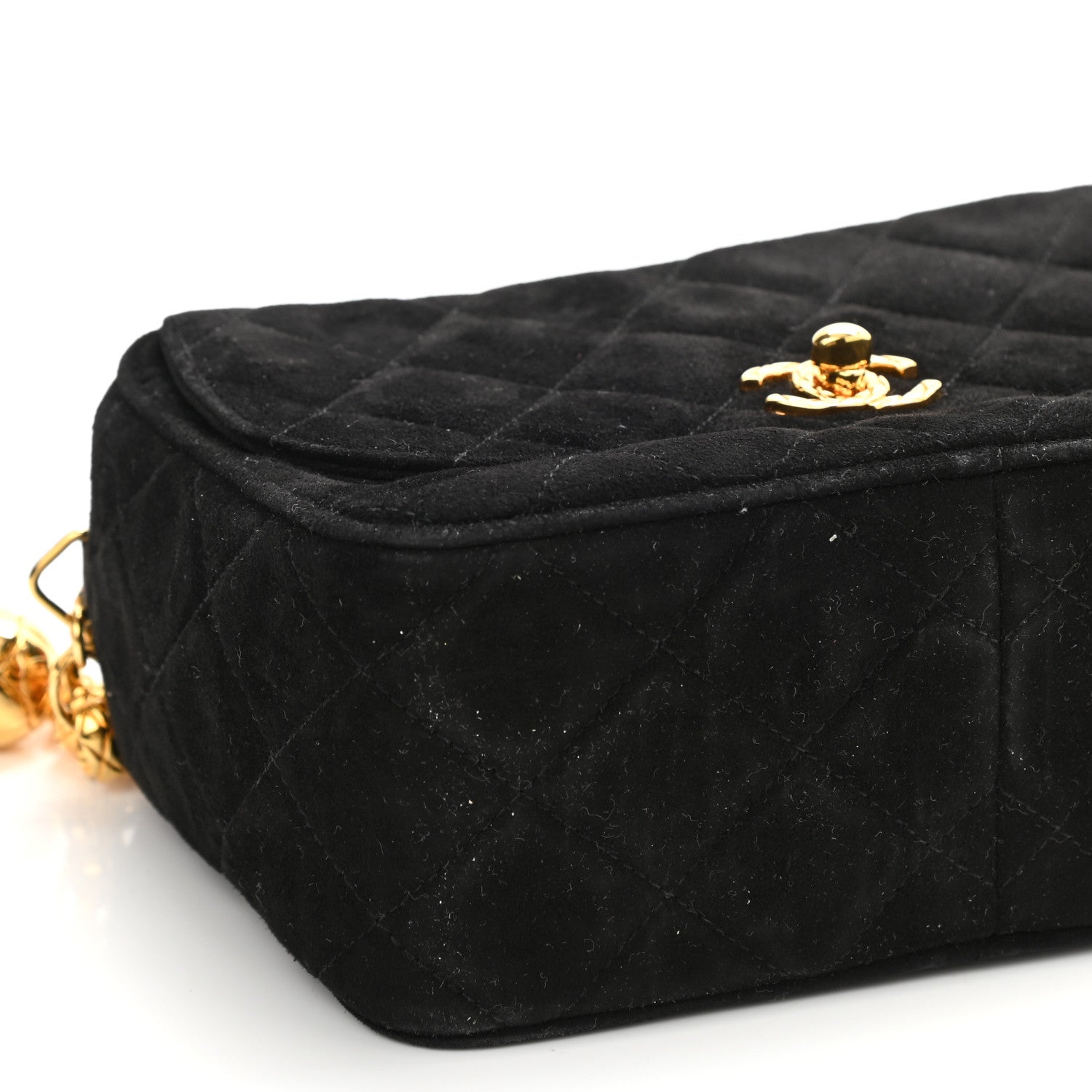 Chanel Suede Quilted CC Camera Case Black 9 of 10