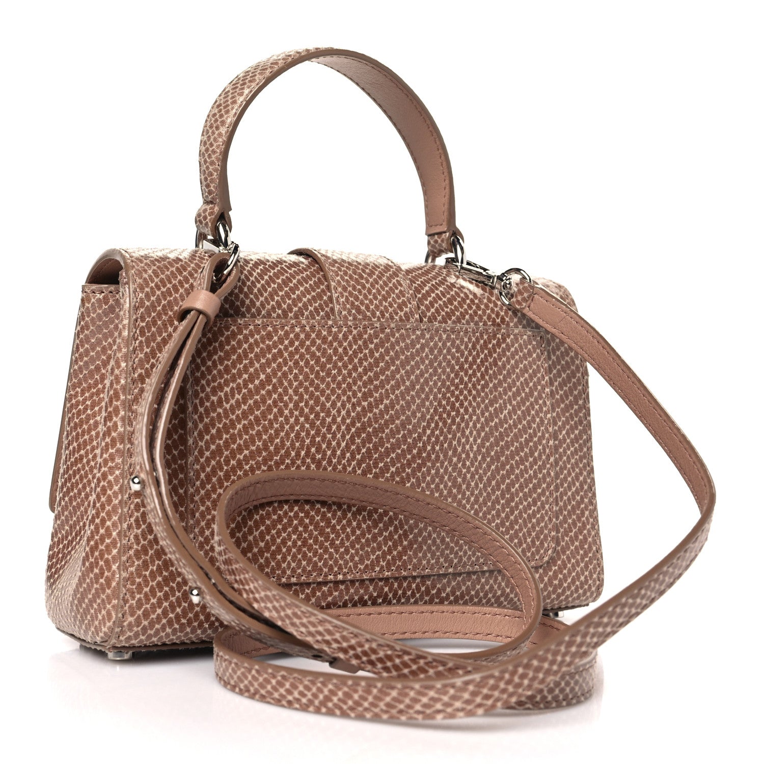 Jimmy Choo Calfskin Lizard Embossed Small Cheri Top Handle Bag Beige 3 of 8