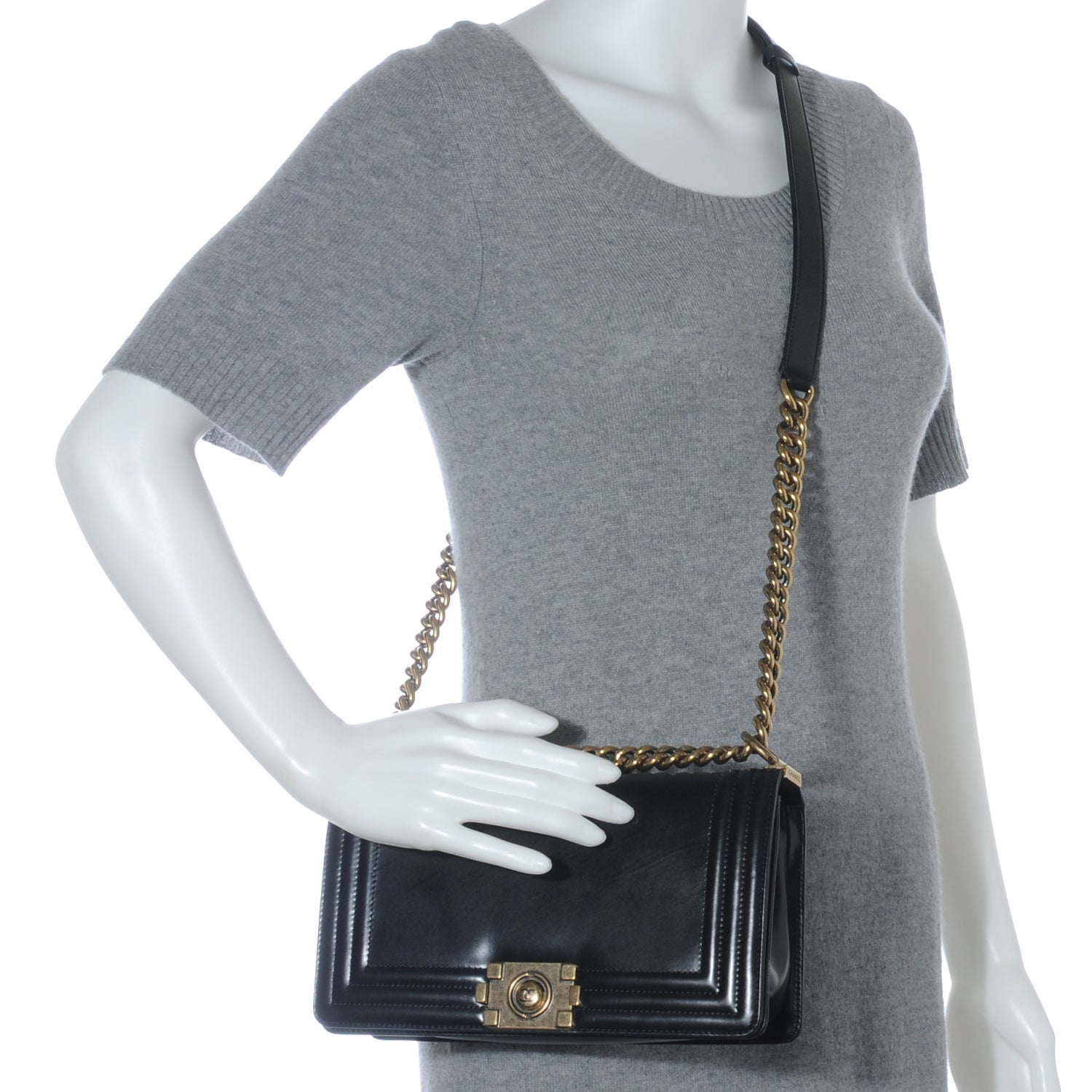 Chanel Glazed Calfskin Medium Boy Flap Black 2 of 7
