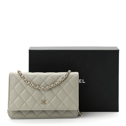 Chanel Lambskin Quilted Wallet On Chain WOC Grey 12 of 12