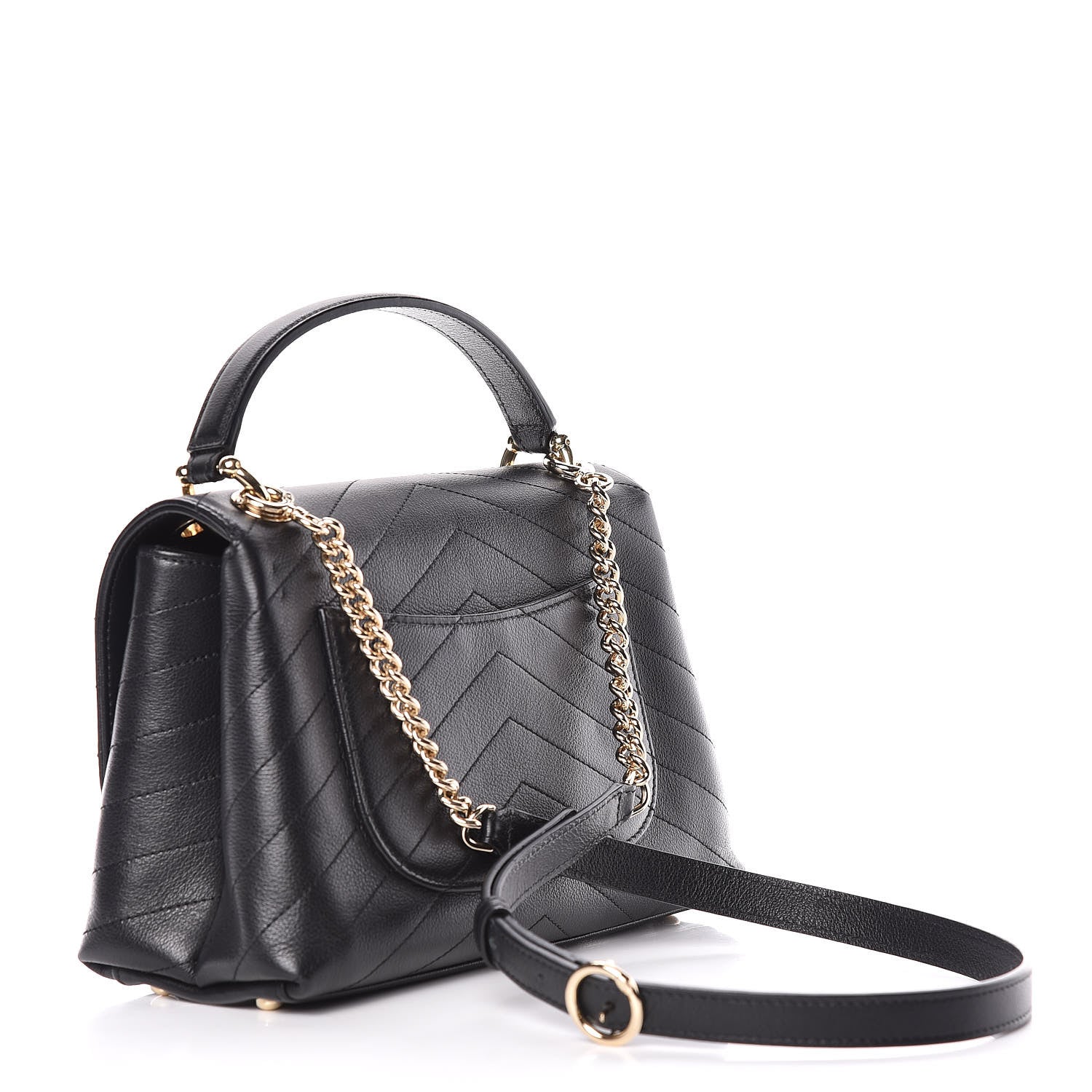 Chanel Grained Calfskin Small Chevron Chic Top Handle Flap Black 3 of 11