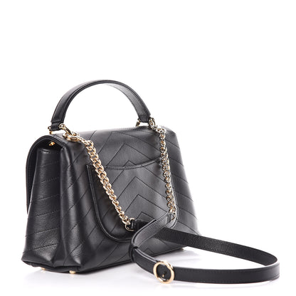 Chanel Grained Calfskin Small Chevron Chic Top Handle Flap Black 3 of 11