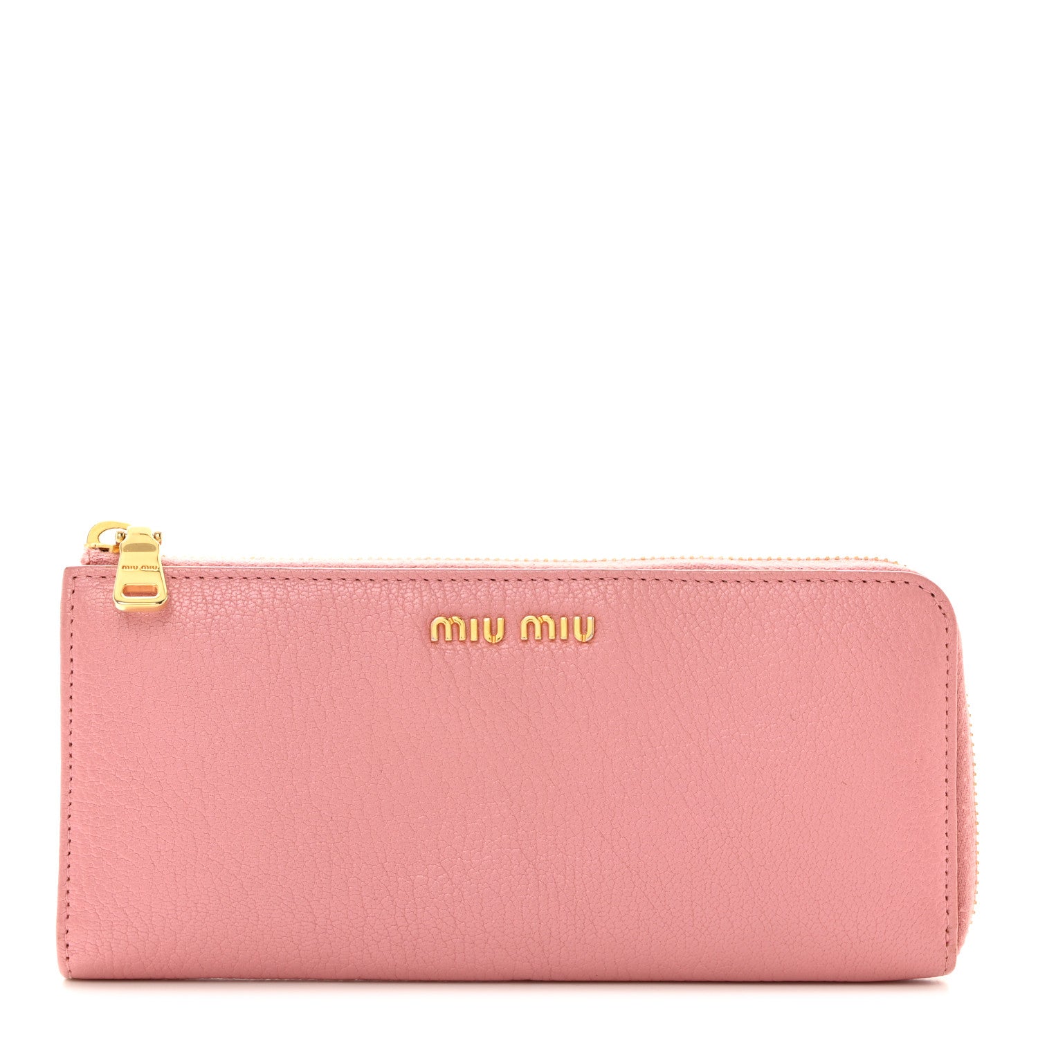 Miu Miu Goatskin Madras Zip Around Wallet Rosa 1 of 9
